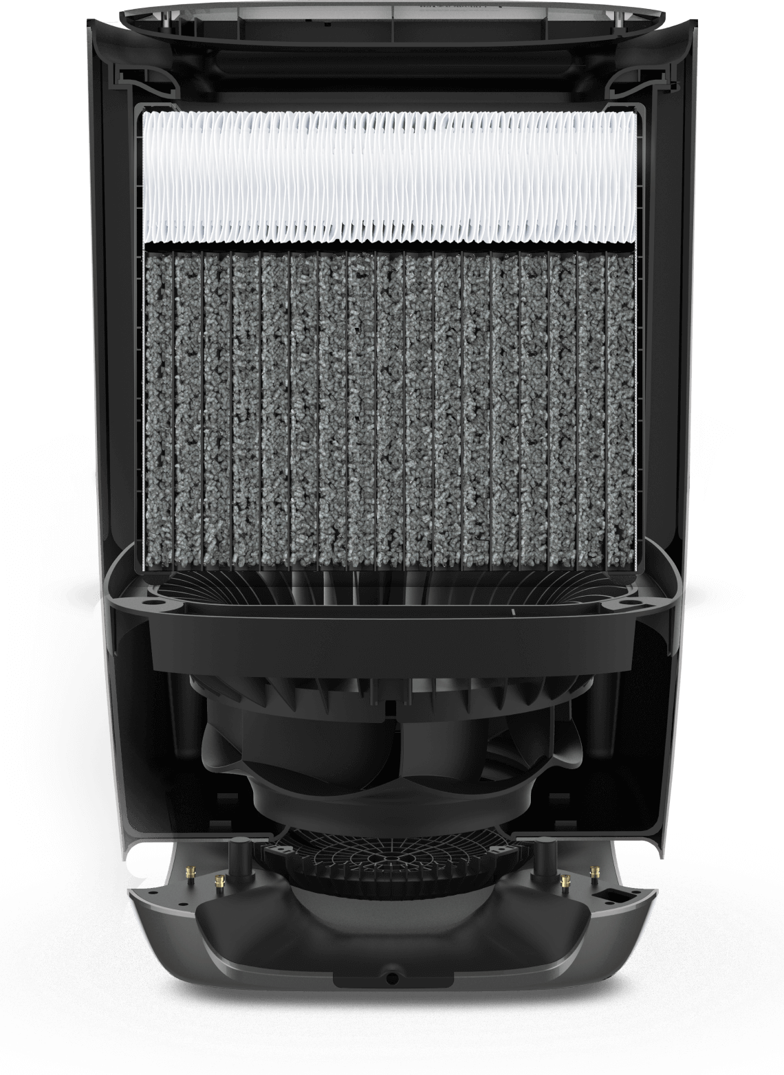 3 dense filters. A powerful fan. No compromises.
