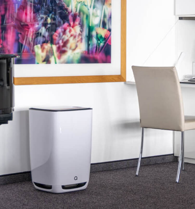 A Swiss-engineered gas & odor air purifier for homes and businesses