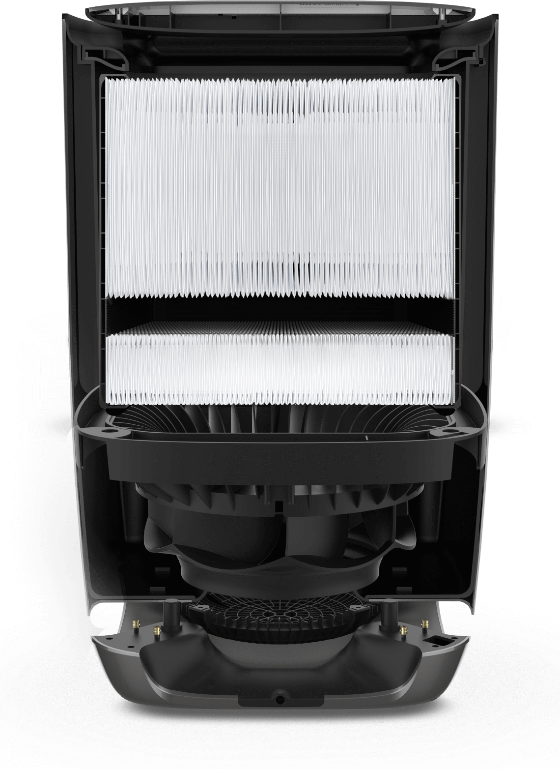 3 dense filters. A powerful fan. No compromises.